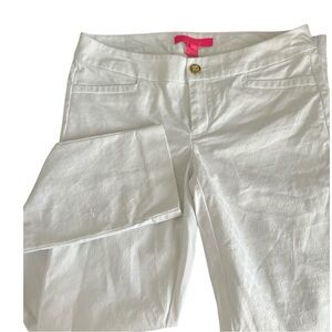 Lilly Pulitzer Kelly Skinny Ankle Pants Textured Resort White Sz 2